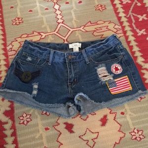 Denim shorts with decorative patches!